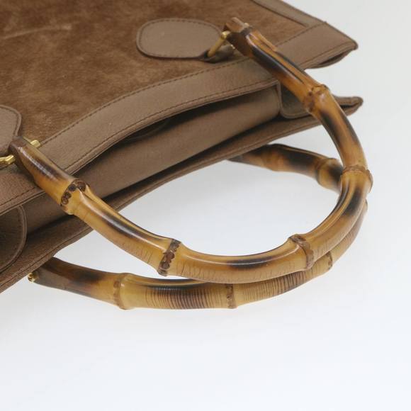 GUCCI Bamboo Hand Bag Suede Brown 082 2853 0260 0 Auth bs9787 - Picture 7 of 16